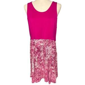 APT 9 Sleeveless Fit And Flare Dress In Pink Abstract Print Women’s Petite XL